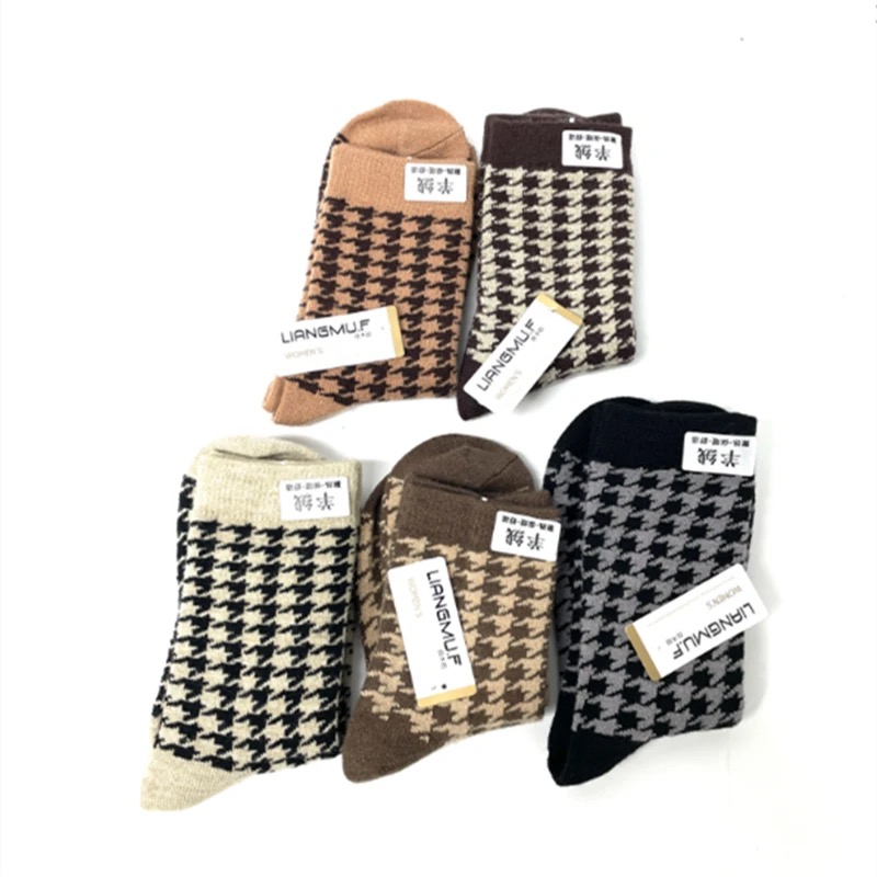 袜子女款秋冬中筒袜羊毛袜加厚保暖