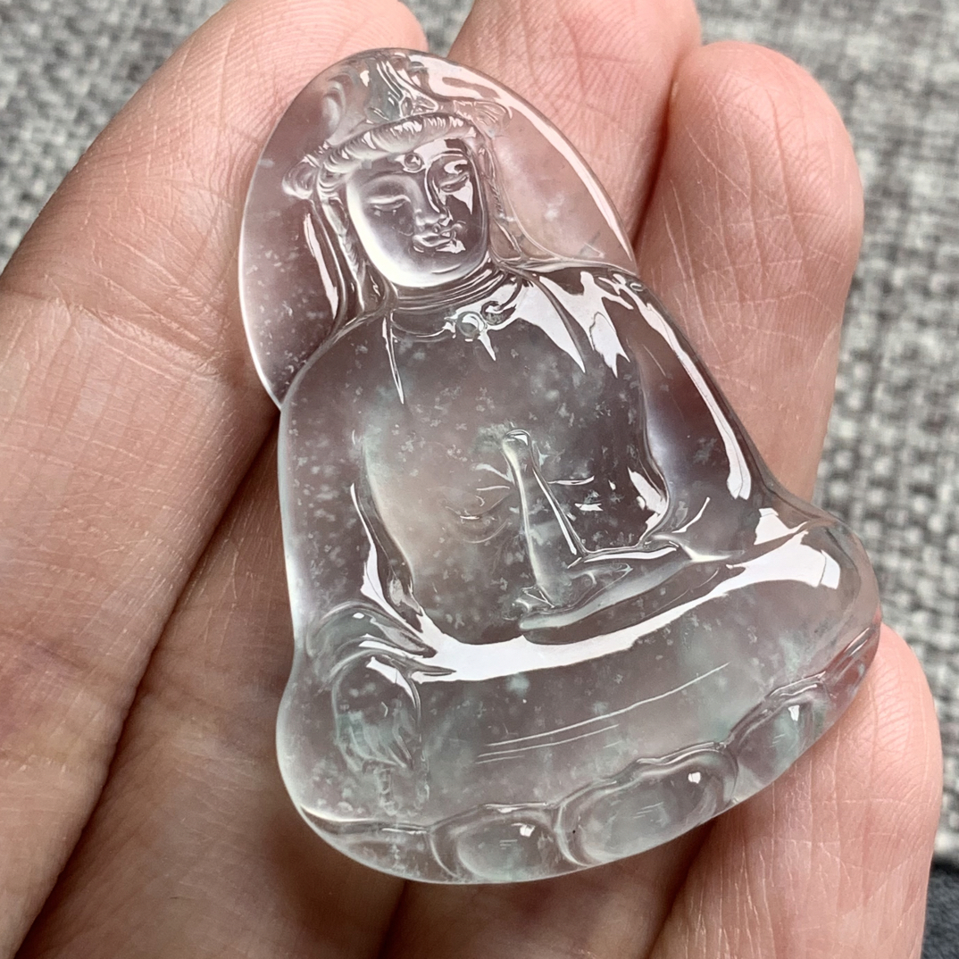 天然缅甸翡翠A货观音39.9-29.6-5