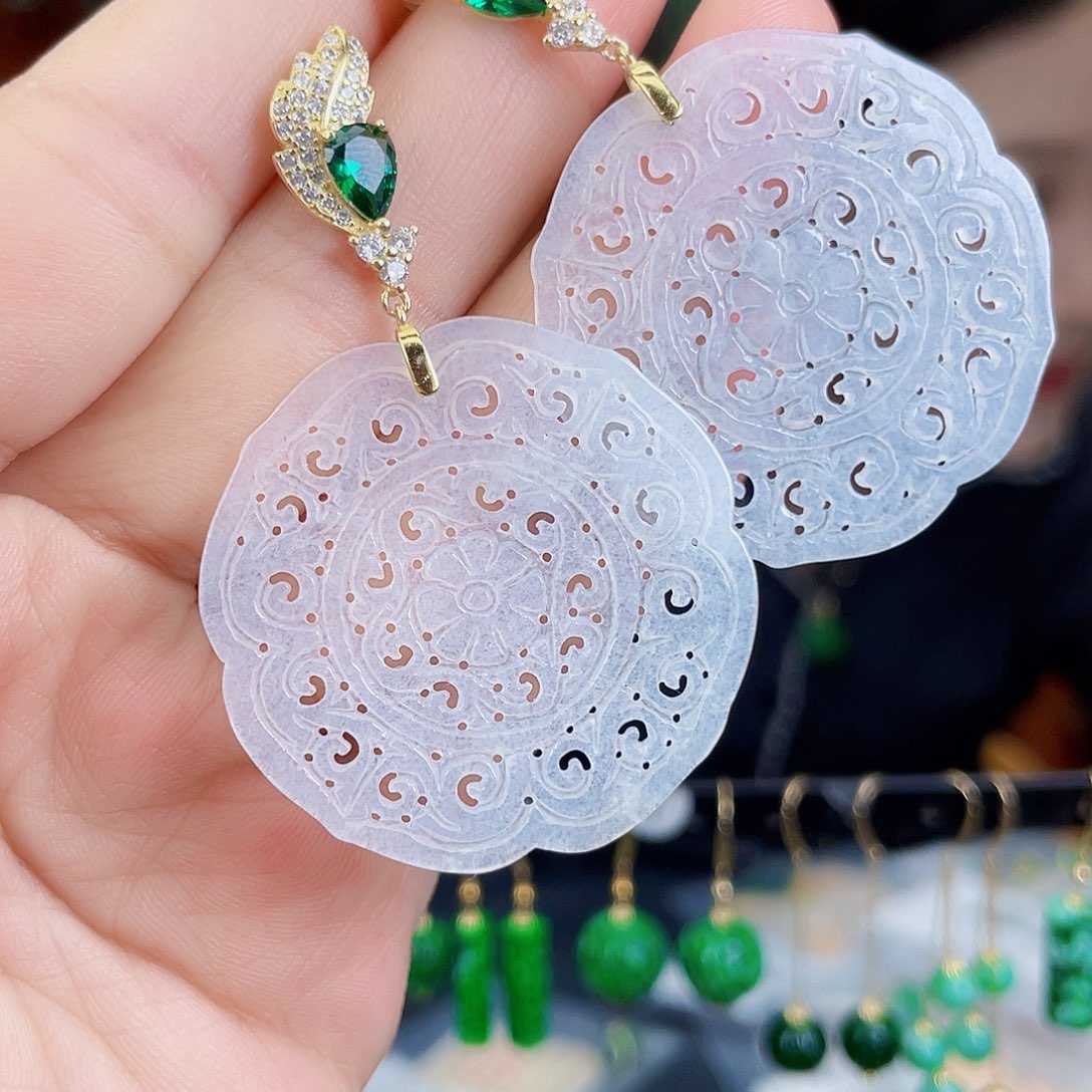 翡翠银S925镶嵌耳饰