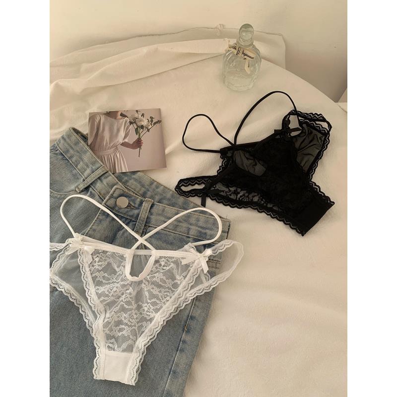 低腰新款女士纯欲内裤夏季薄款性感镂空透明蕾丝系带速干甜美火辣