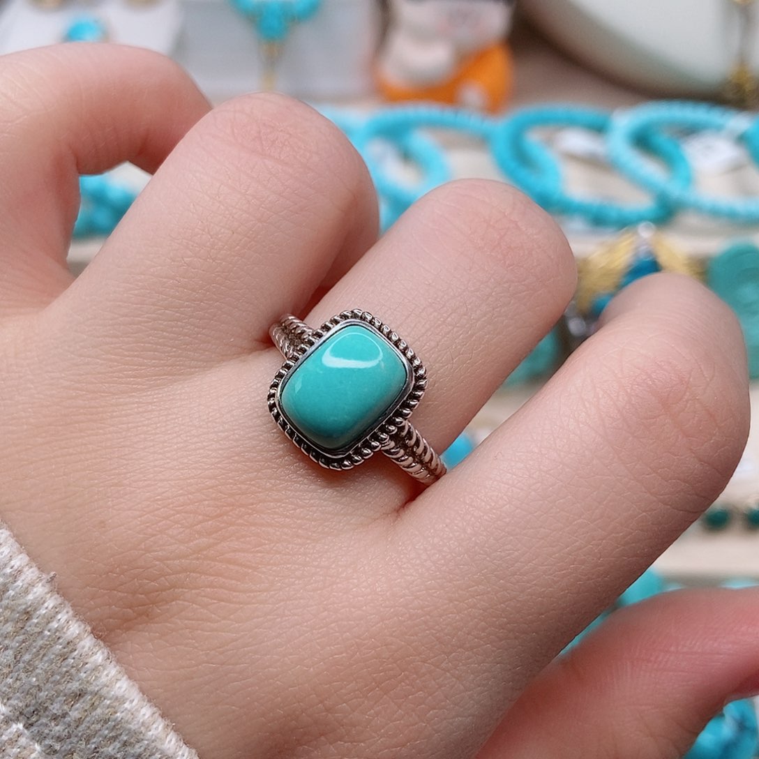 绿松石戒指银S925镶嵌