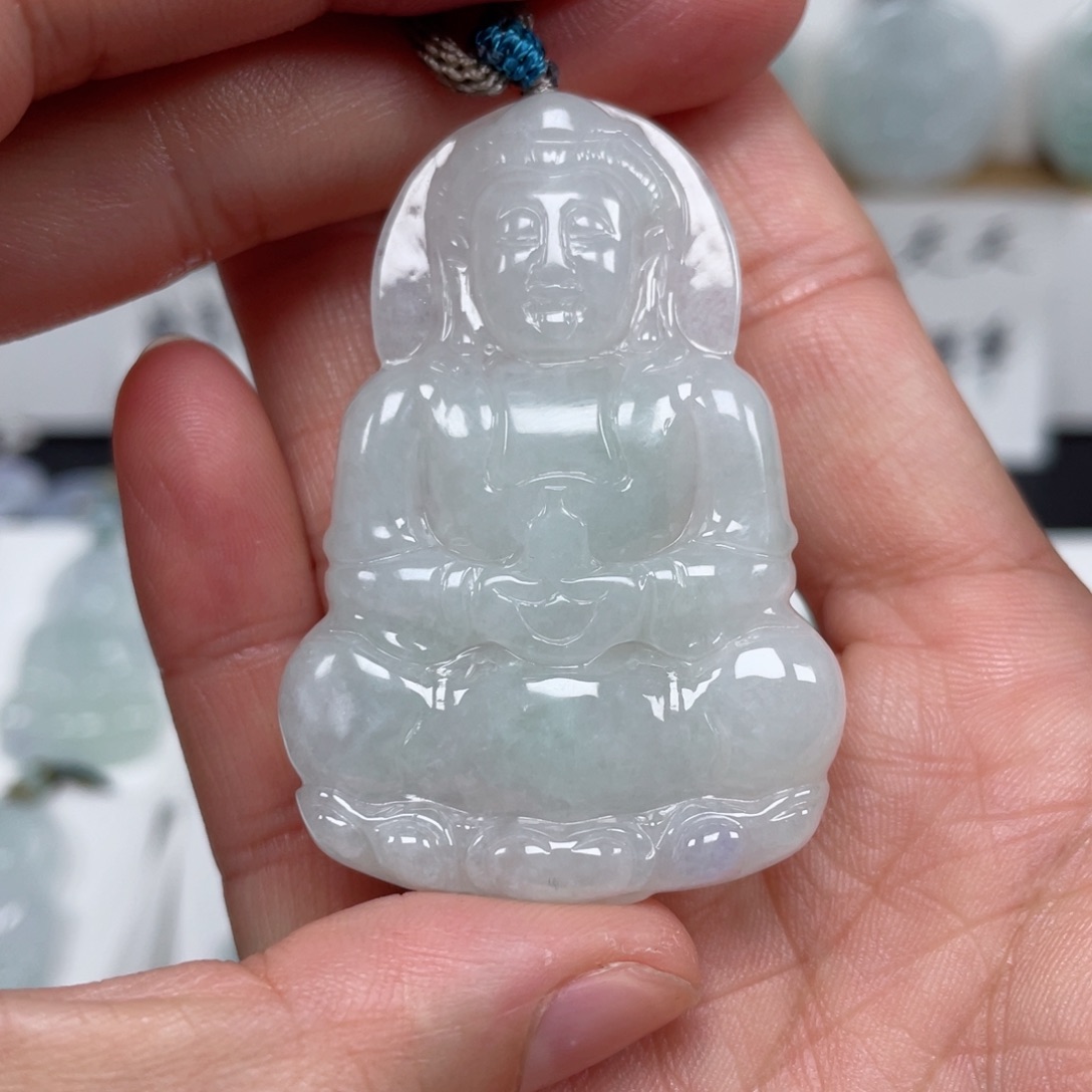 翡翠颈饰未镶嵌天然翡翠A货观音16号