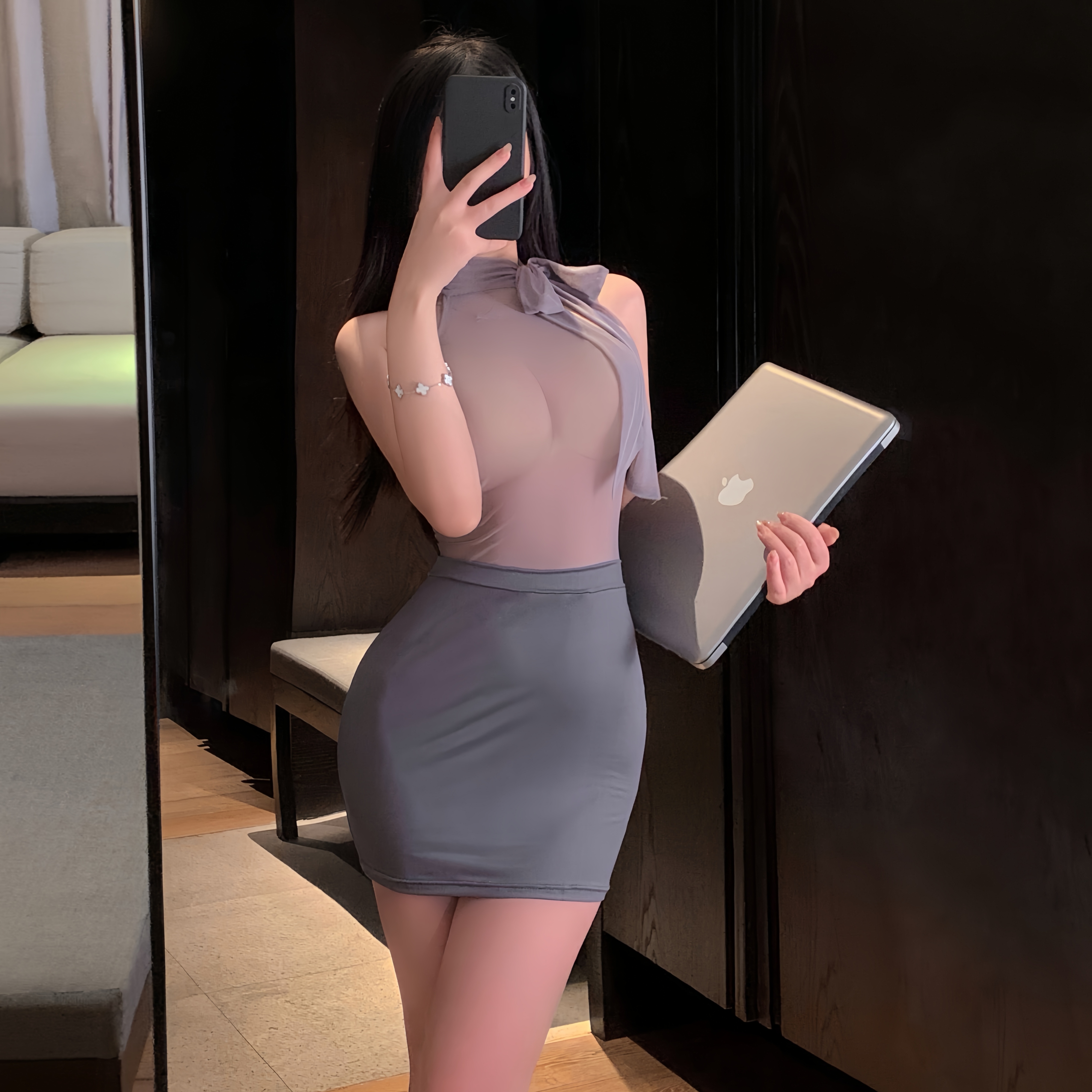 甜心家（80-135斤）秘书包臀裙制服cos纯欲睡衣套装