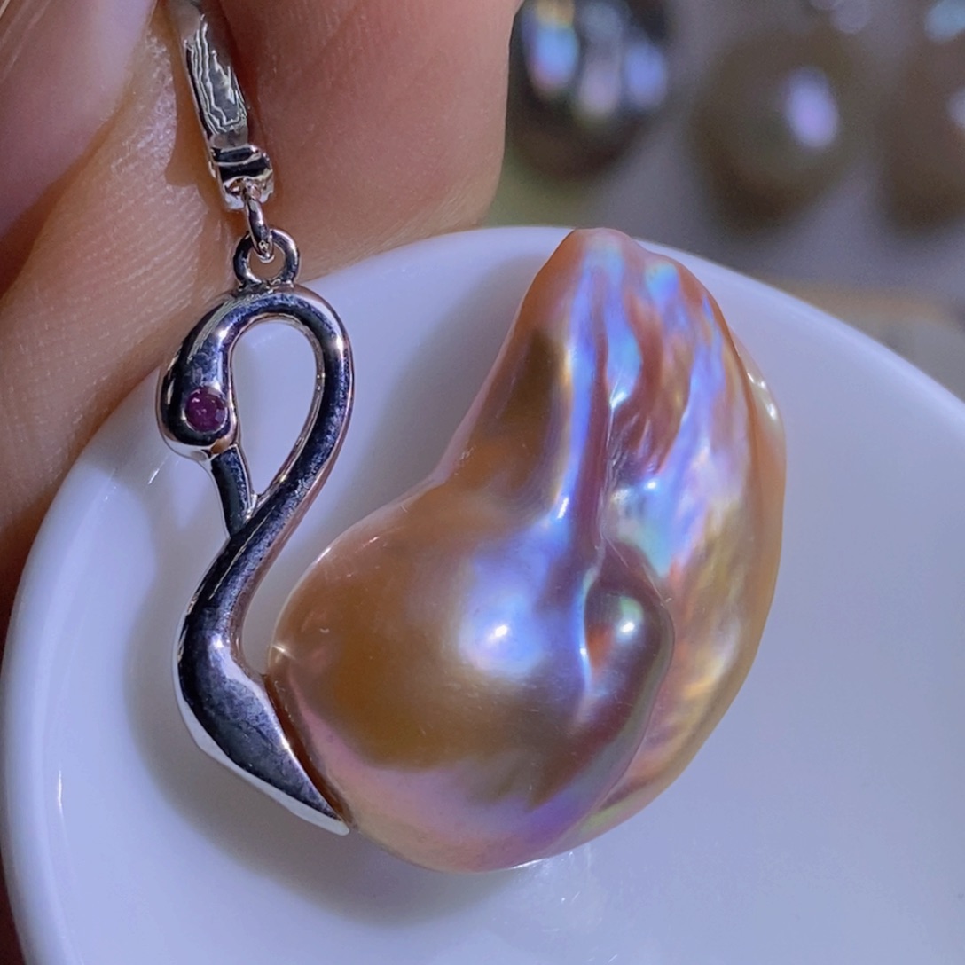 银S925镶嵌天然淡水珍珠淡水珍珠