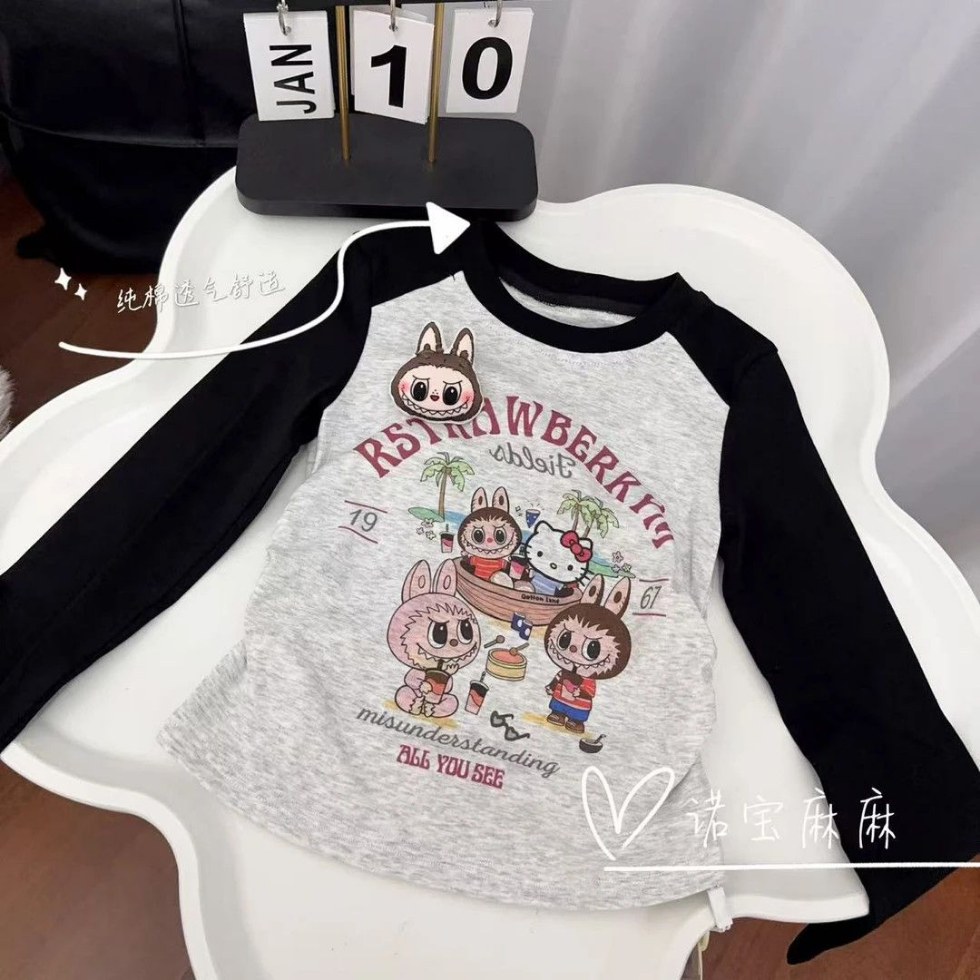 棉100%秋上新~女童打底衫春秋新款儿童长袖t恤宝宝小女孩洋气秋季