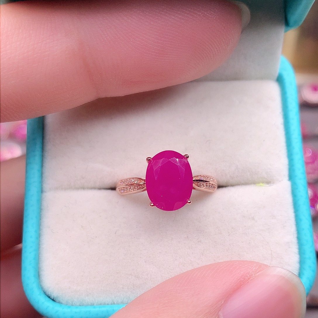 红宝石戒指银S925镶嵌