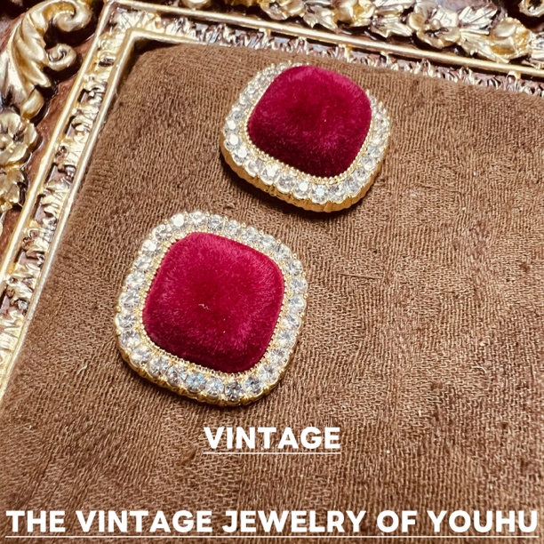 铜合金耳饰 【酒红】044复古轻奢气质耳钉