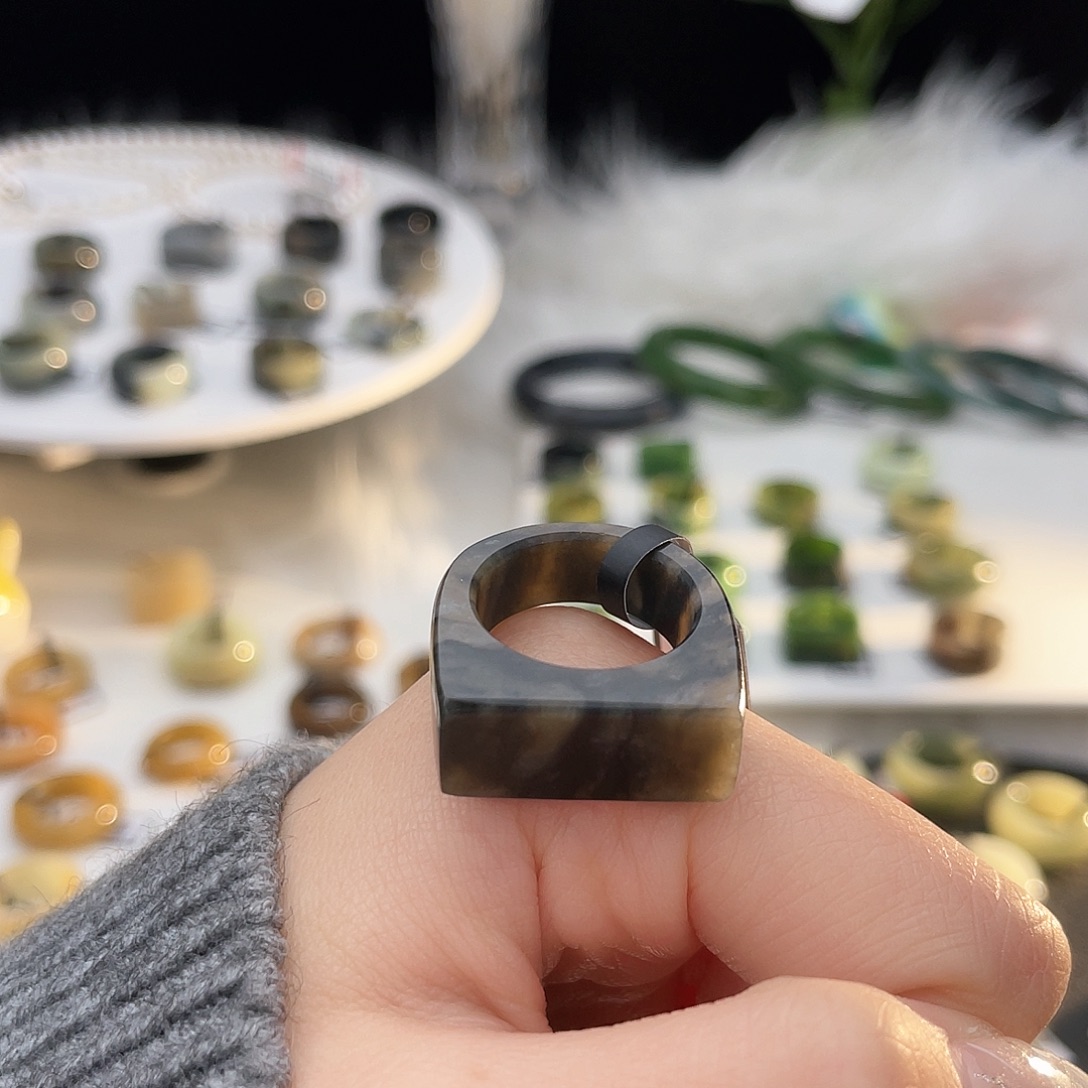 和田玉未镶嵌戒指k12 腰花马鞍17.1mm