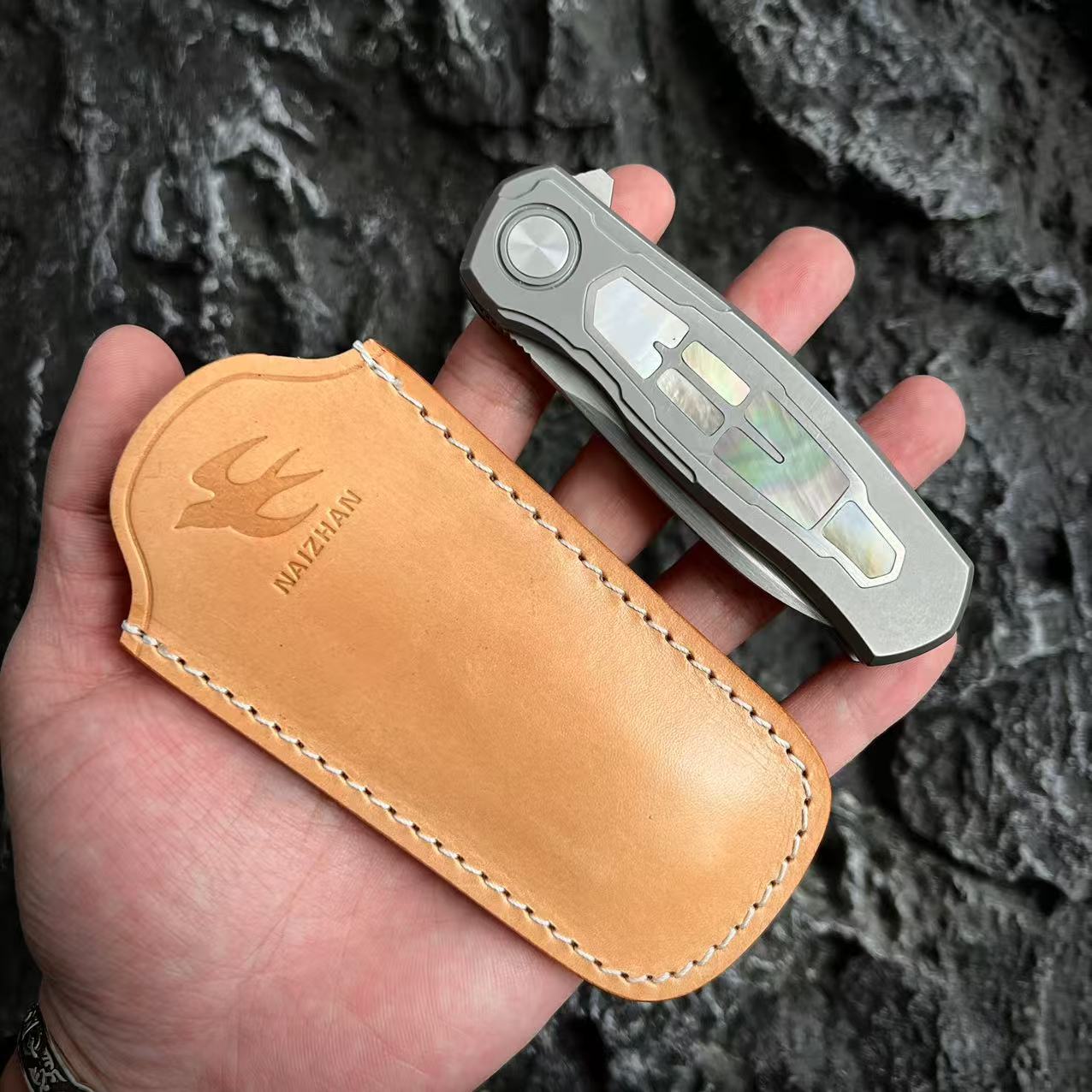 【耐战】户外EDC口袋折专用头层植鞣牛皮刀套