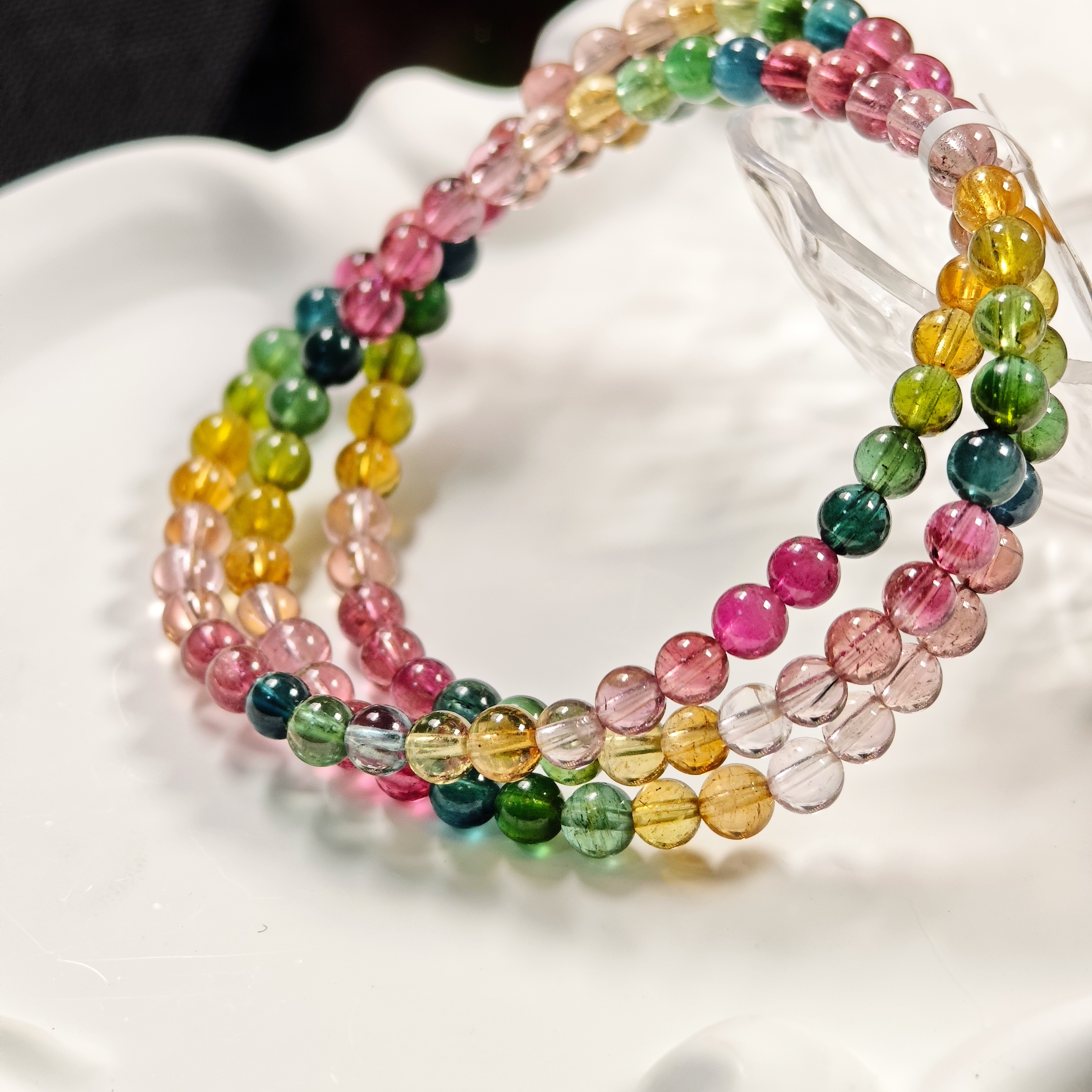 彩虹碧玺多圈体净手串