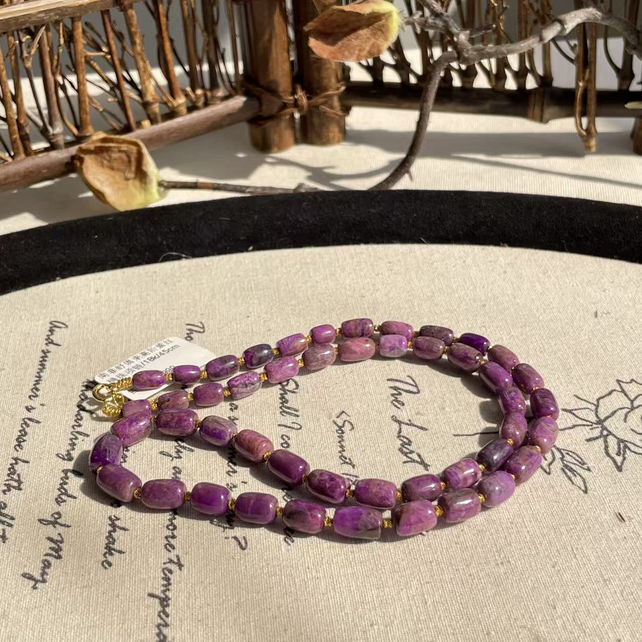 南非舒俱来高阶紫红桶珠项链/18k/45cm/AZB9591（思源）