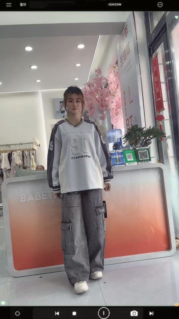 不起球卫衣常规运动风长袖慵懒风套头款V领INS风套头