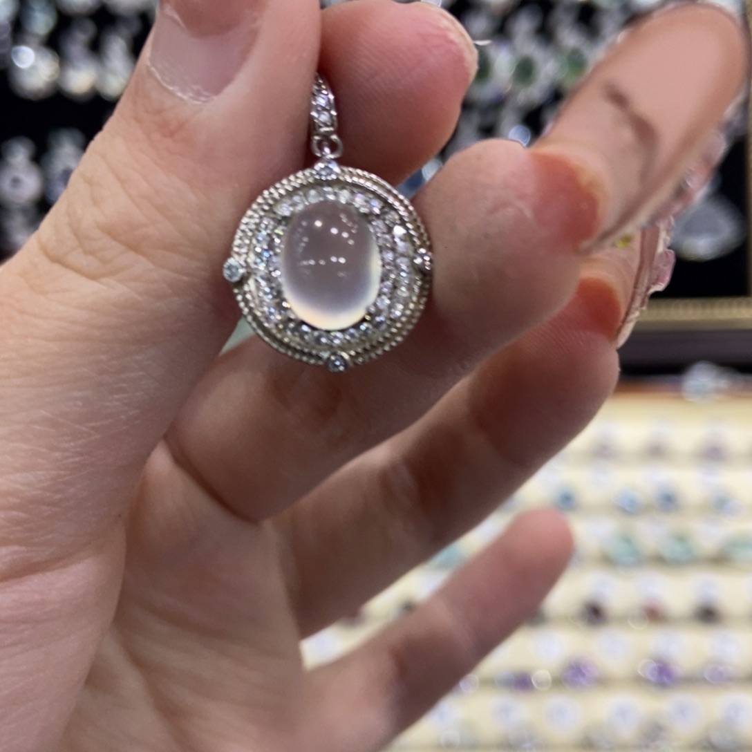 蛇纹石玉银S925镶嵌吊坠(不含链)