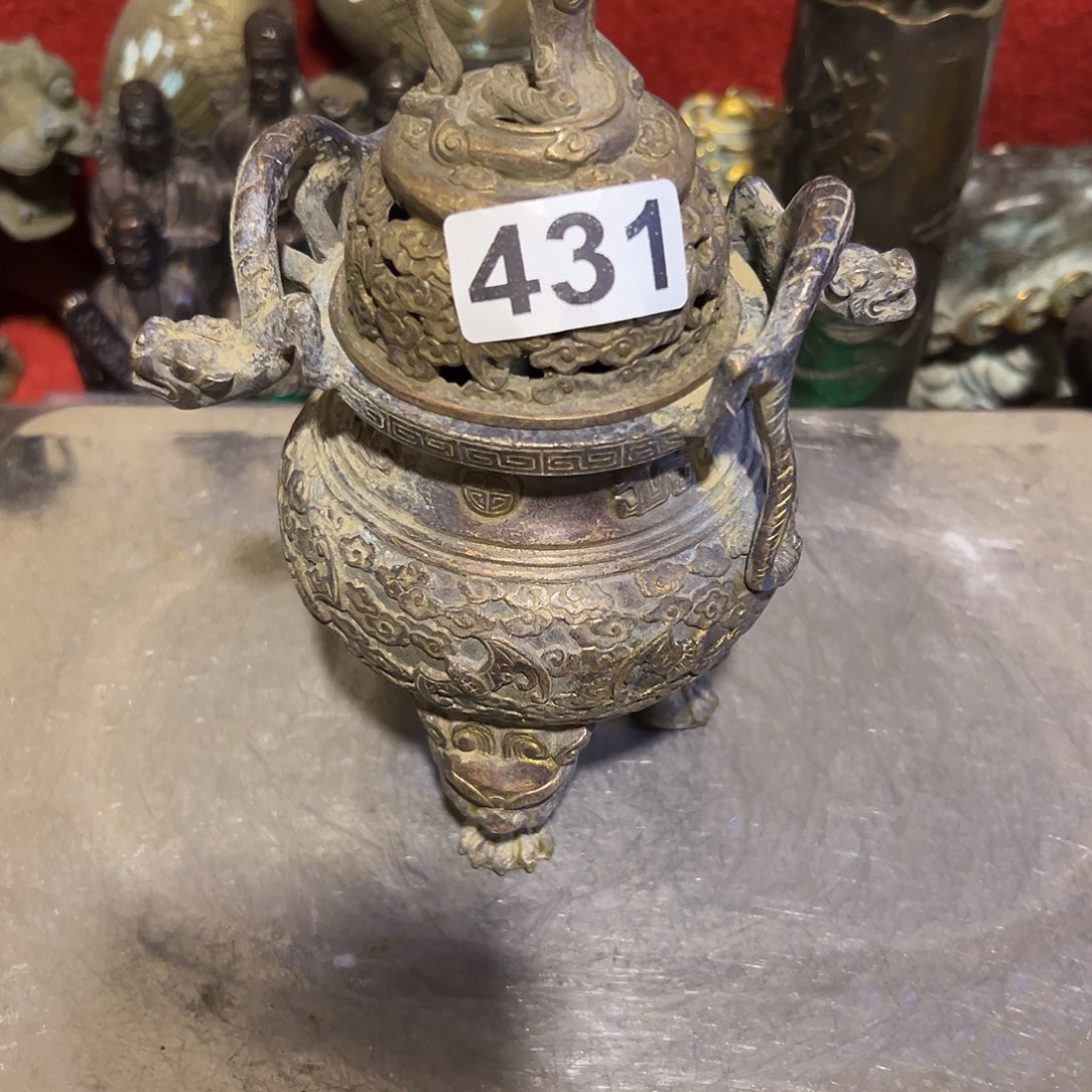 西***狼黄铜摆件，文房摆件