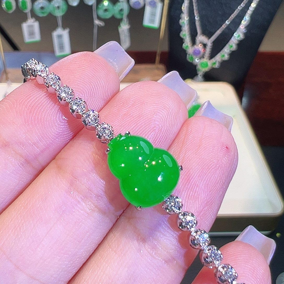 18K金镶嵌手链翡翠翡翠