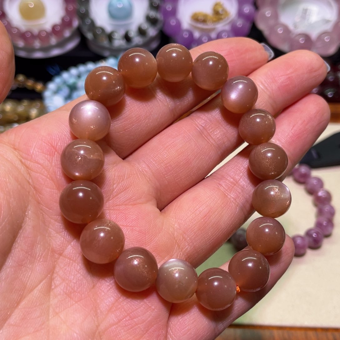 水晶手链未镶嵌11.8mm奶茶月光