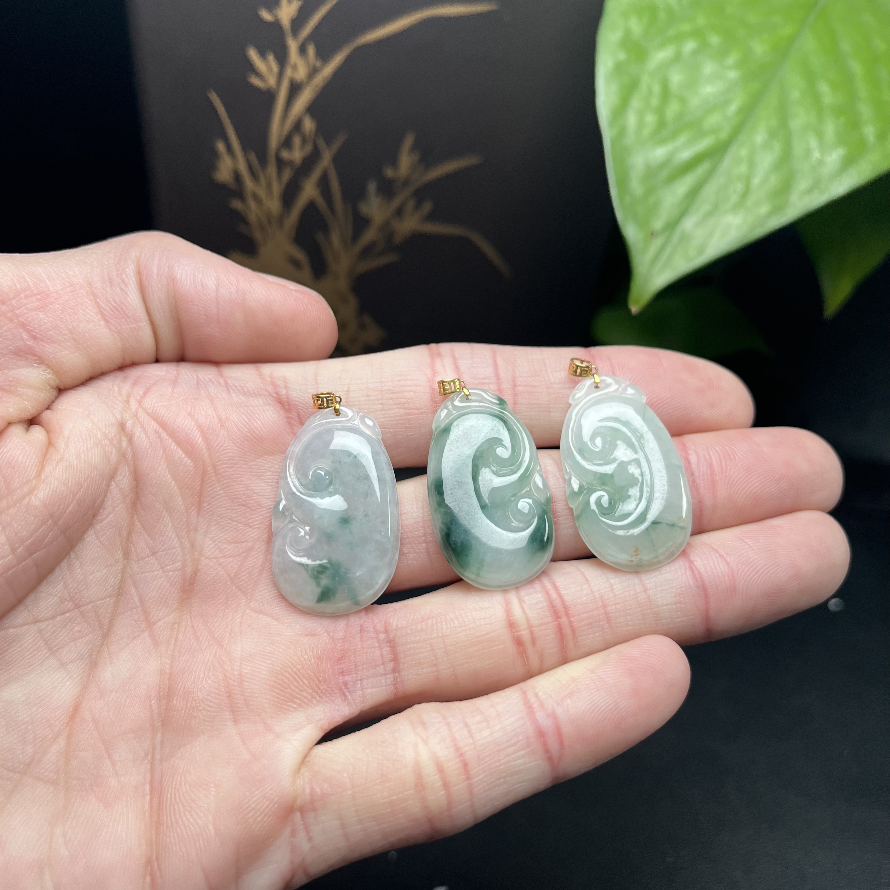 天然缅甸A货翡翠冰飘花如意多样性发一YCX-YRMM495