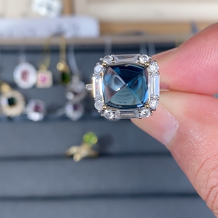 托帕石戒指银S925镶嵌