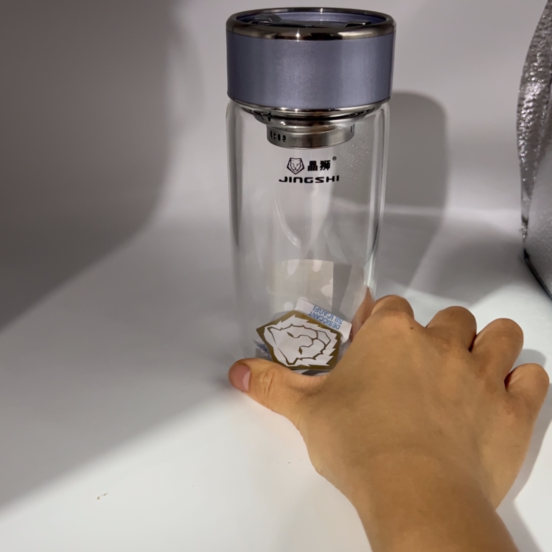 晶狮单层烫手玻璃杯380紫罗兰色316滤网➕杯套