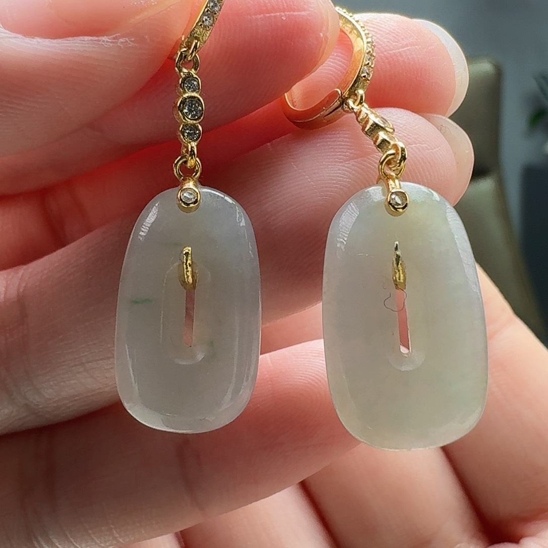 翡翠耳饰银S925镶嵌天然