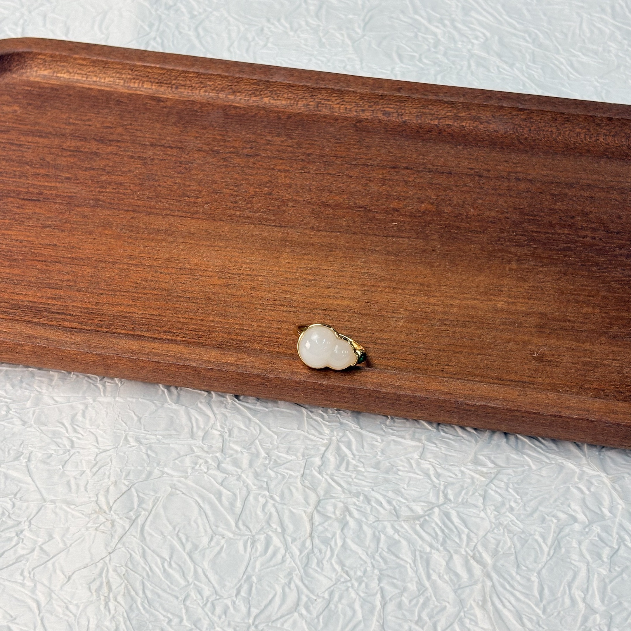 【七七专属】s925和田玉白玉葫芦戒指有瑕多样性发一14*10*5 