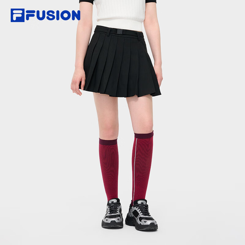 FUSION斐乐潮牌梭织裙女季新款时尚休闲半身裙百褶裙 T11W432303