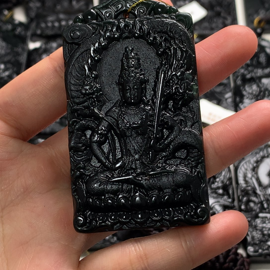 天然缅甸a货钢琴黑挂件