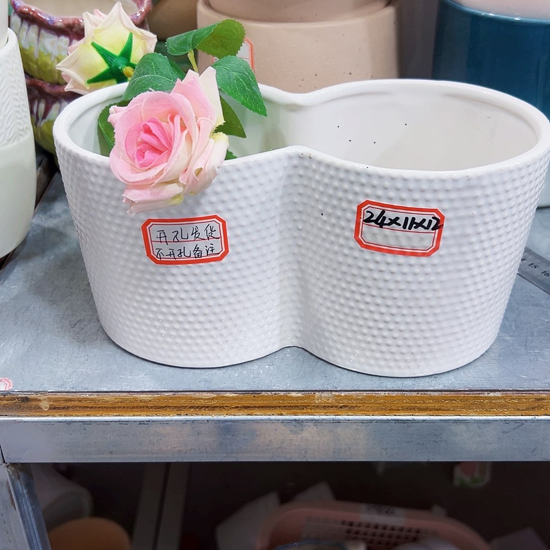 有孔，外贸尾单陶瓷花盆凑单10米包邮