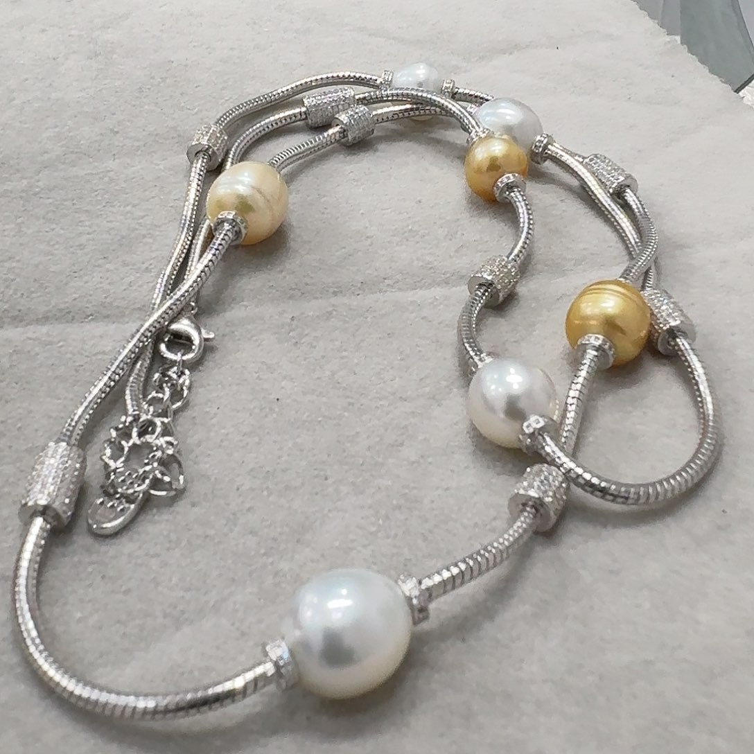 金***宝海水珍珠银S925镶嵌颈饰