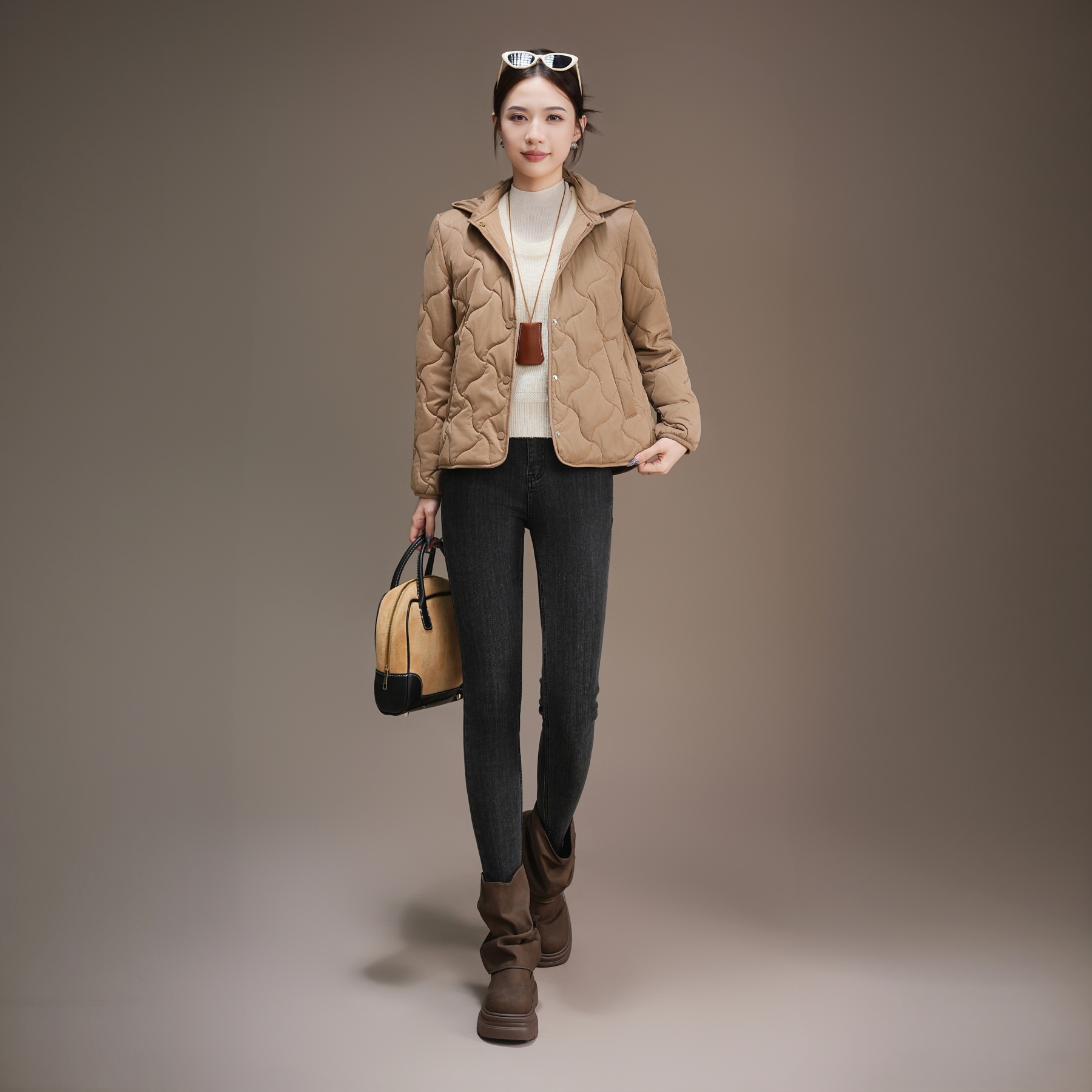 连帽羊毛可折卸连帽款-3防保暖轻便外套显瘦短款2580