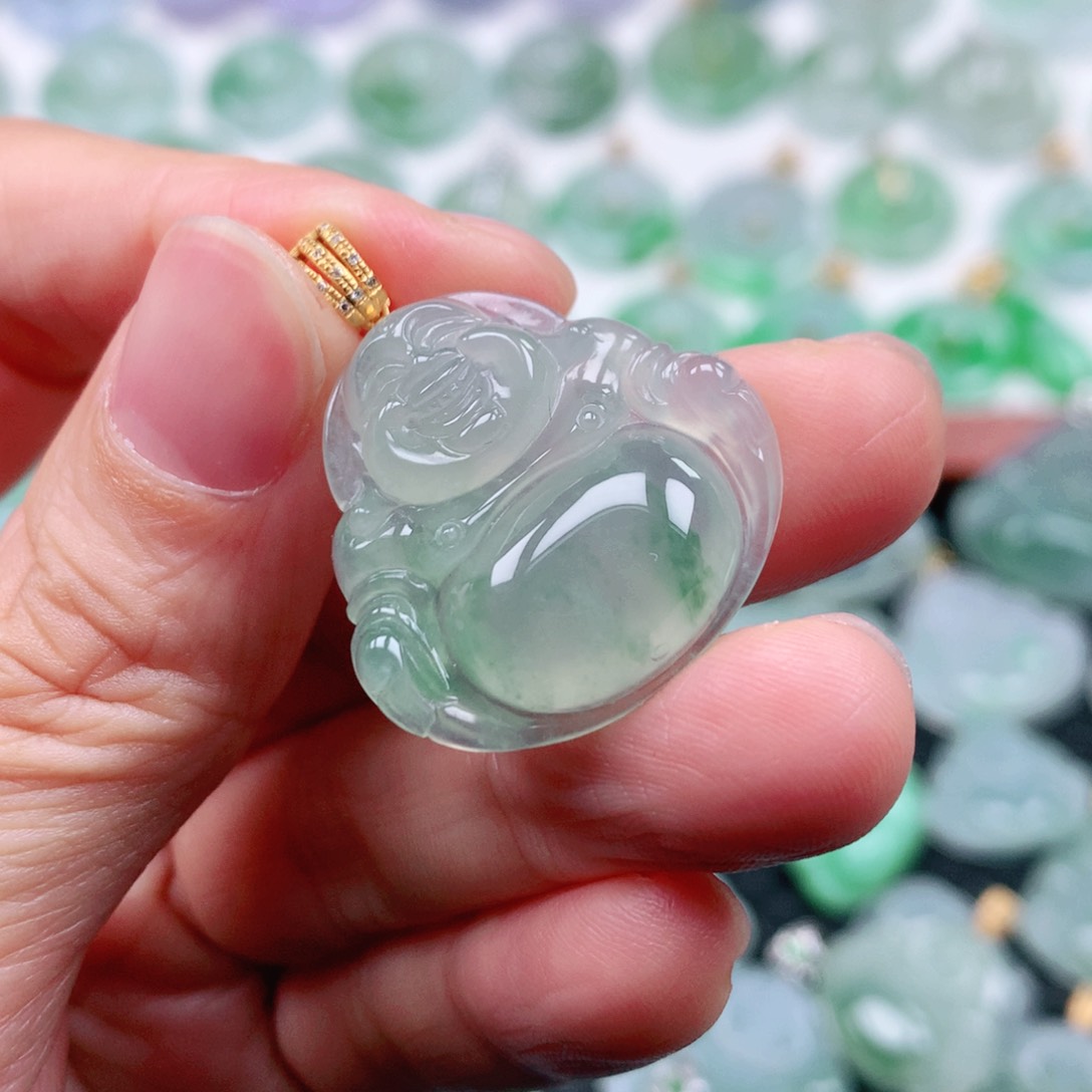 翡翠吊坠(不含链)18K金镶嵌1****E