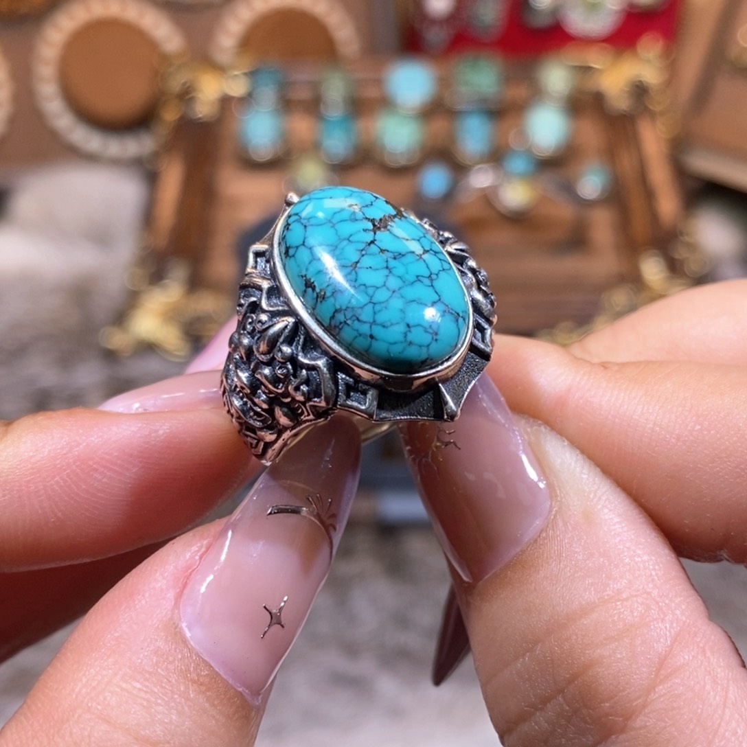 绿松石戒指银S925镶嵌K****乐戒指