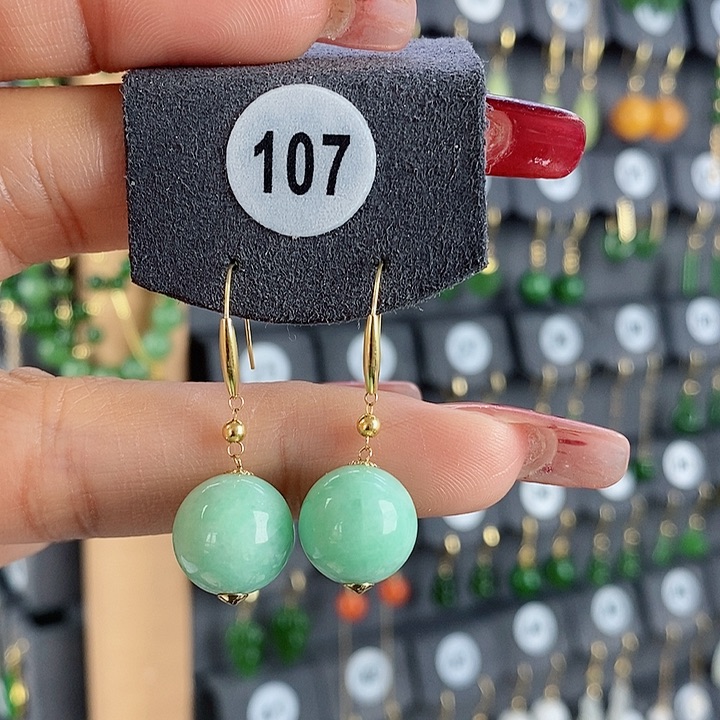 翡翠耳饰18K金镶嵌耳饰