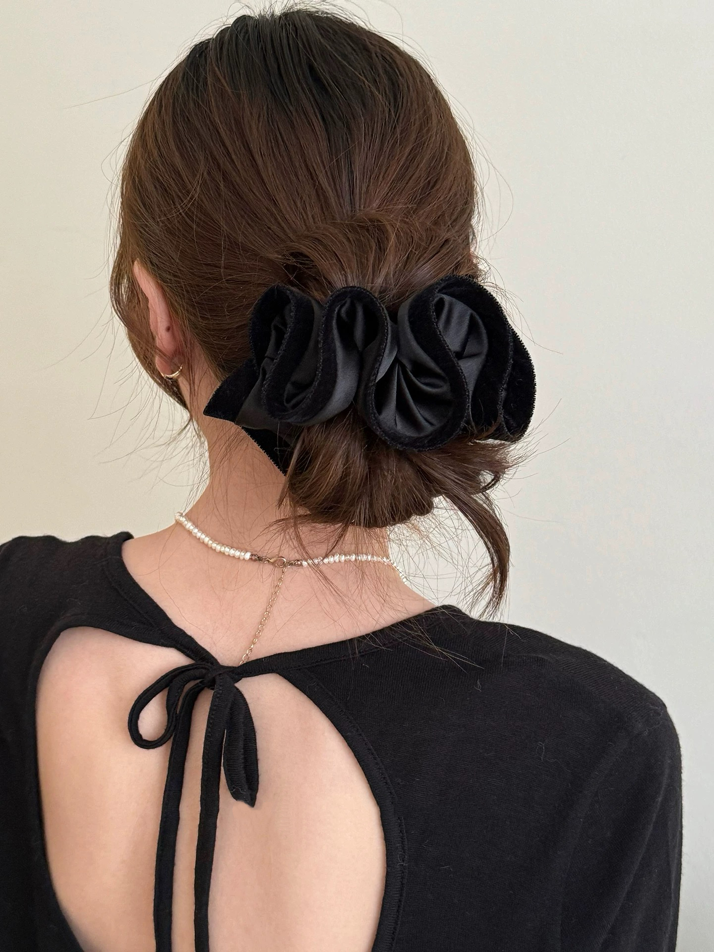 F106【桃花坞】富家千金花苞法式醋酸锻料气质大肠圈丸子头头花发饰