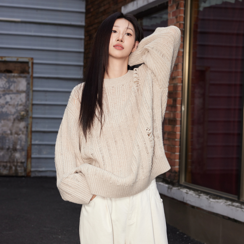 【春款上新】AIRIQI时尚宽松慵懒风毛织H型毛针织衫AX41MS141