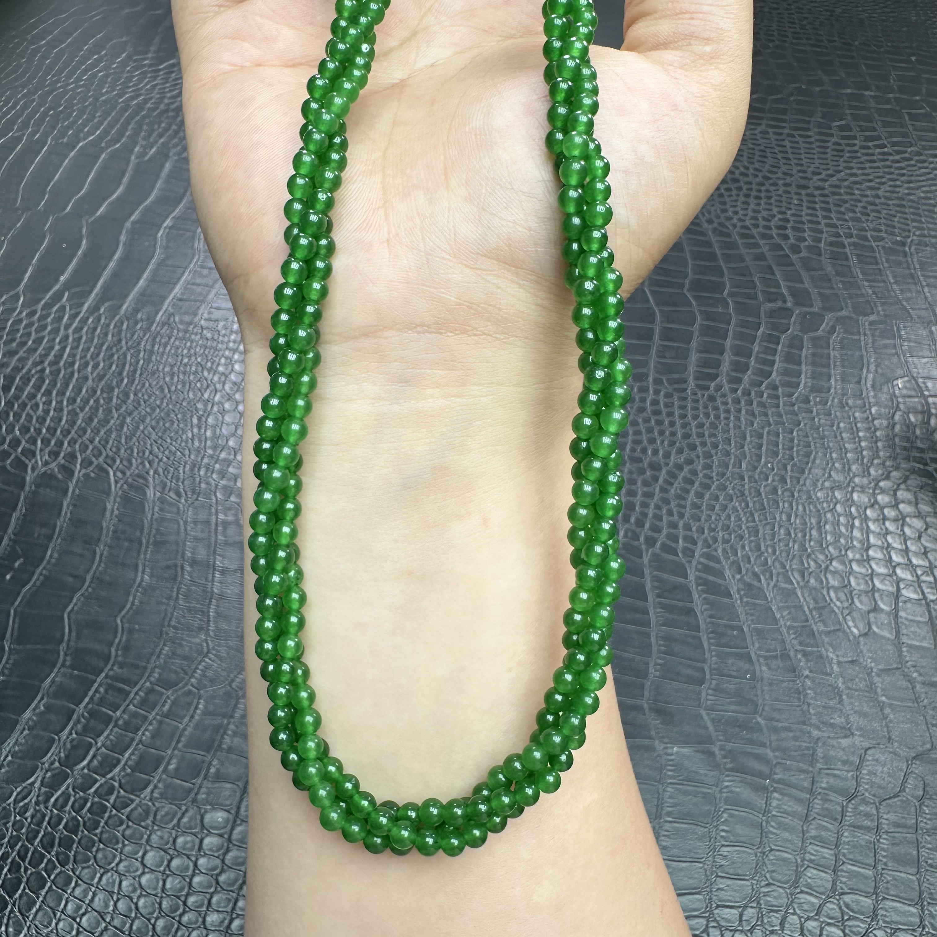 老坑缅绿麻花项链设计款