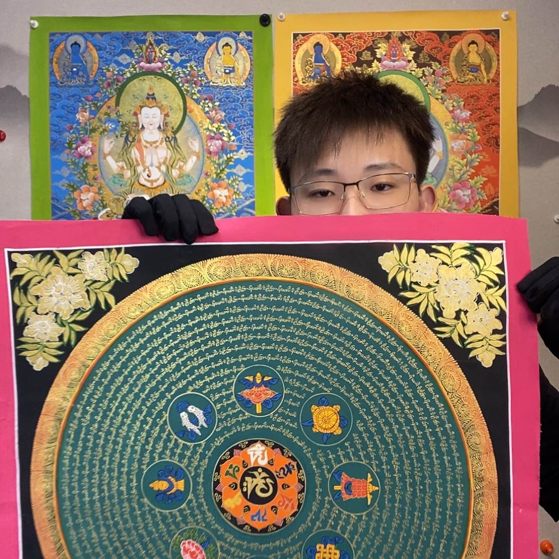 卷轴画纯手会六字真言唐卡50