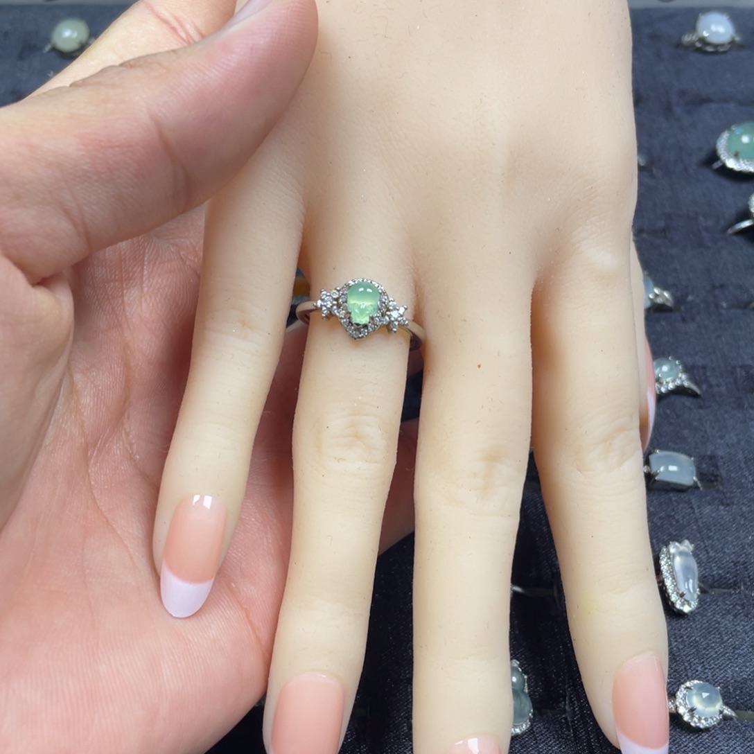 翡翠银S925镶嵌戒指