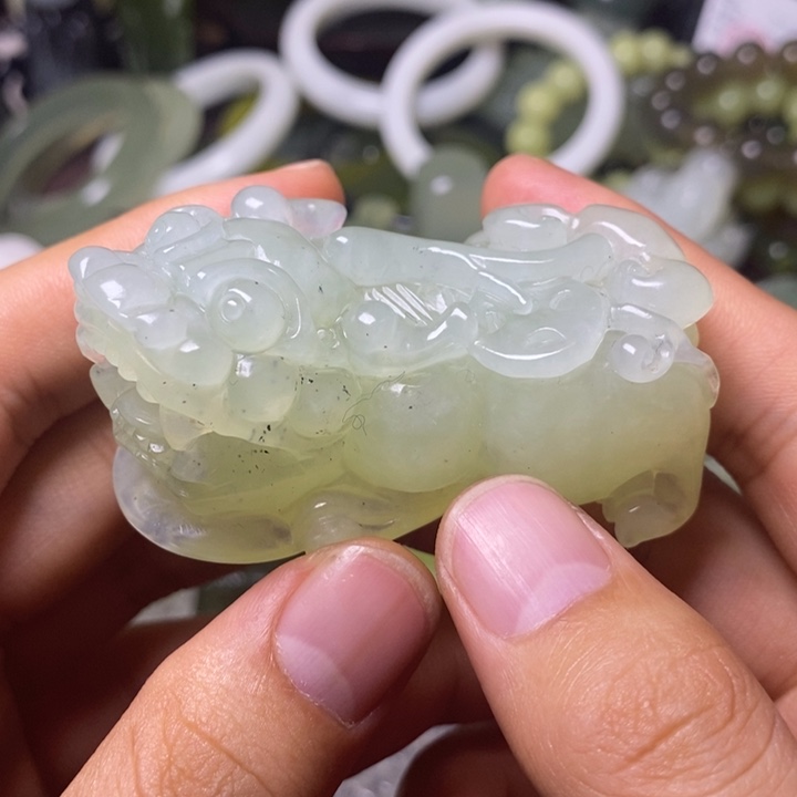 岫玉天然岫玉手把件未镶嵌