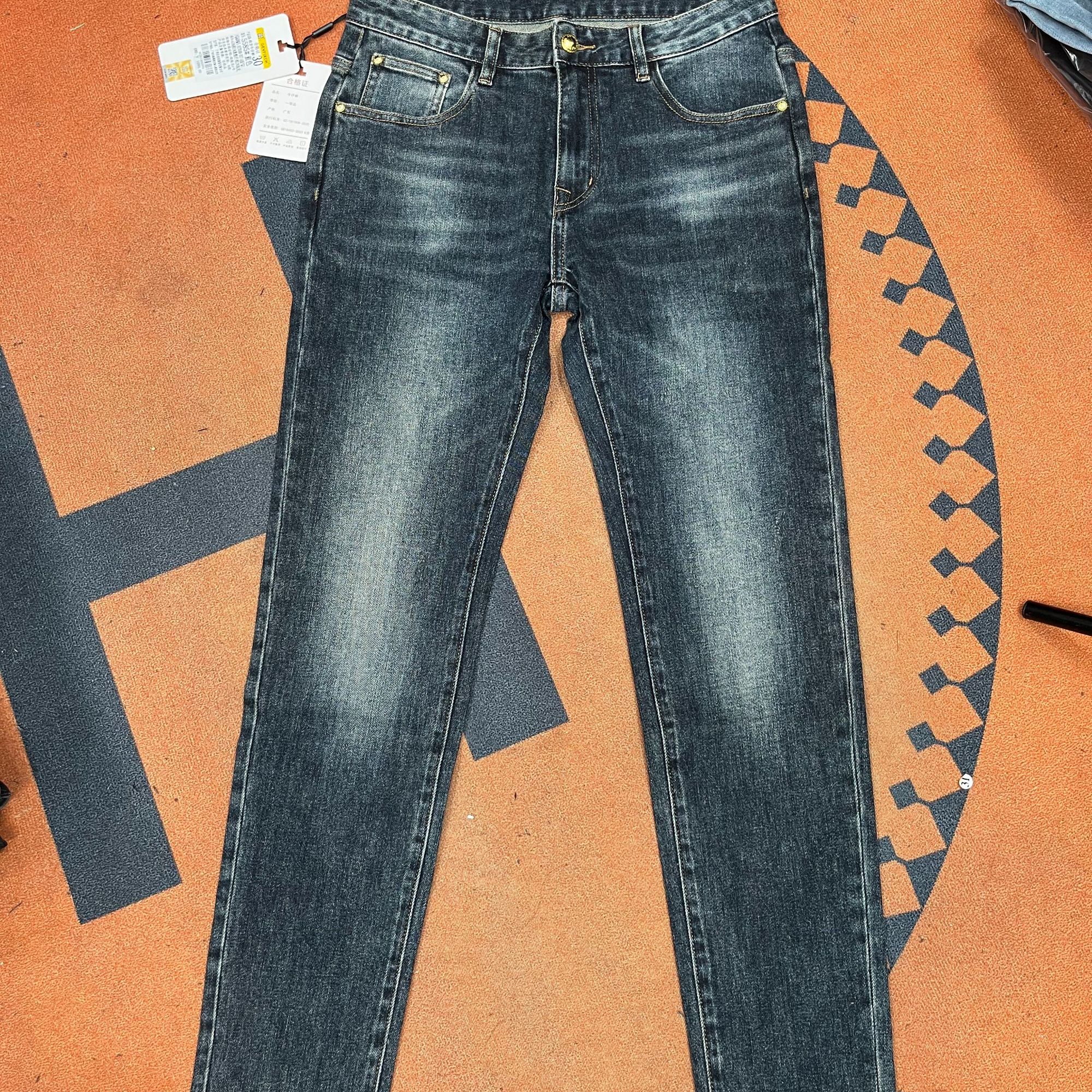 秋冬款欧版男装修身弹力水洗百搭小脚牛仔裤