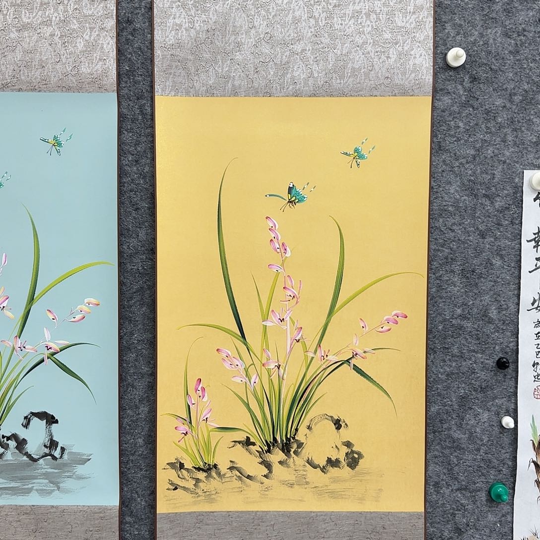 国画国画立体兰花