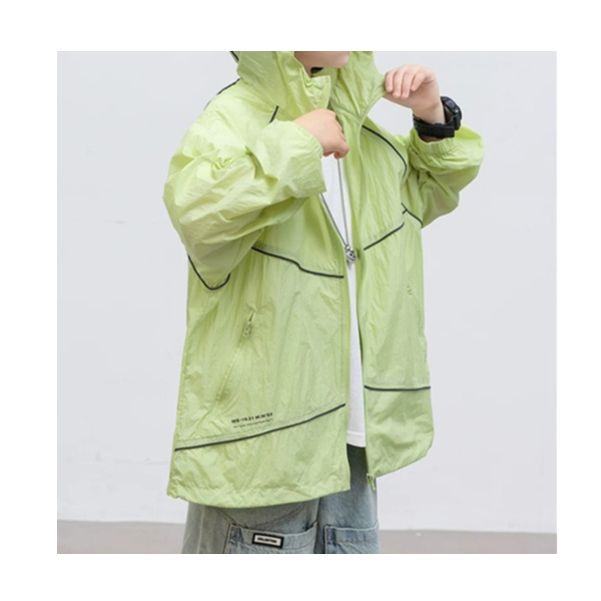 柳柳定制  2025年夏季新款男童拼反光条连帽防晒服 3315