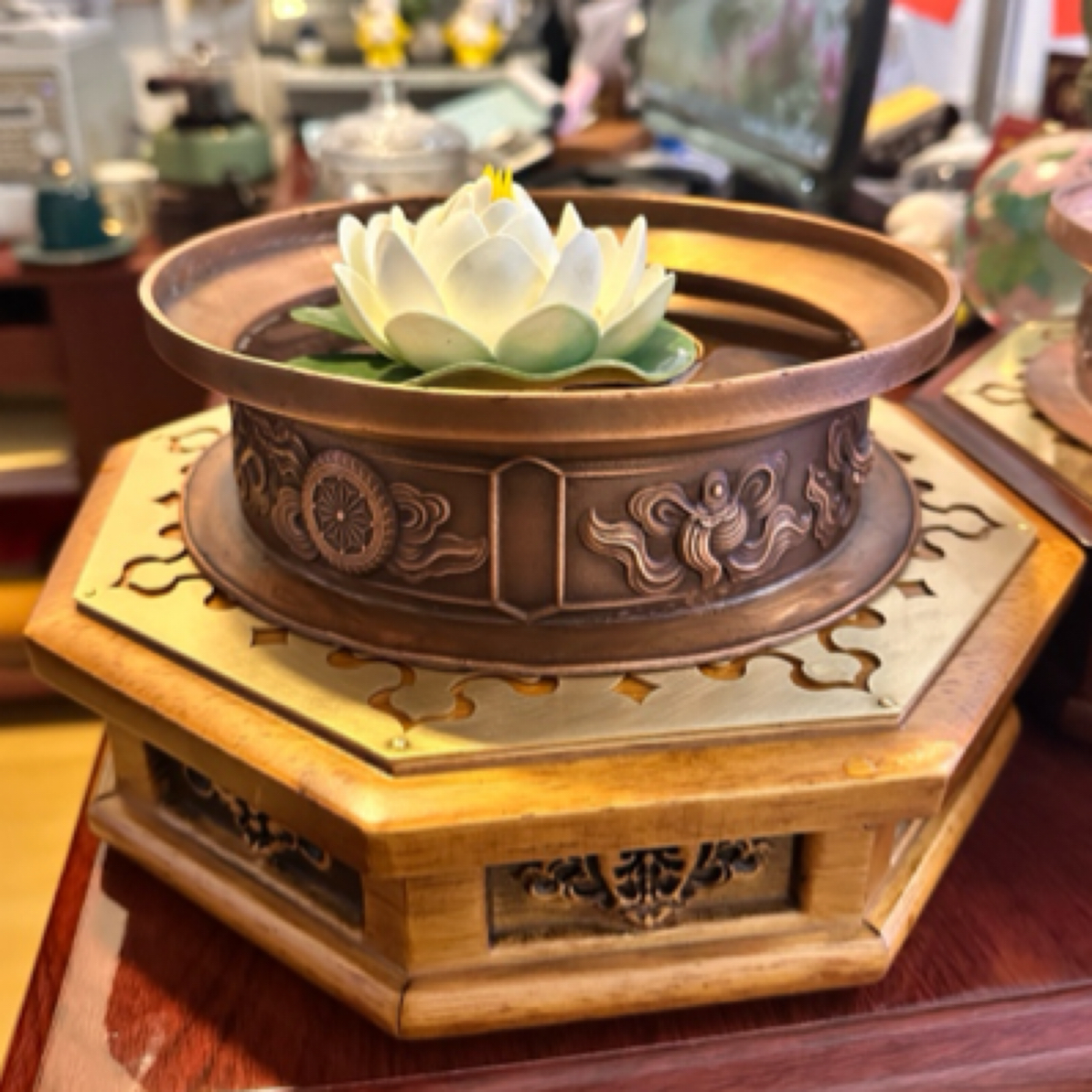 藏式吉祥八宝小铜锅底座一套，不带盖子