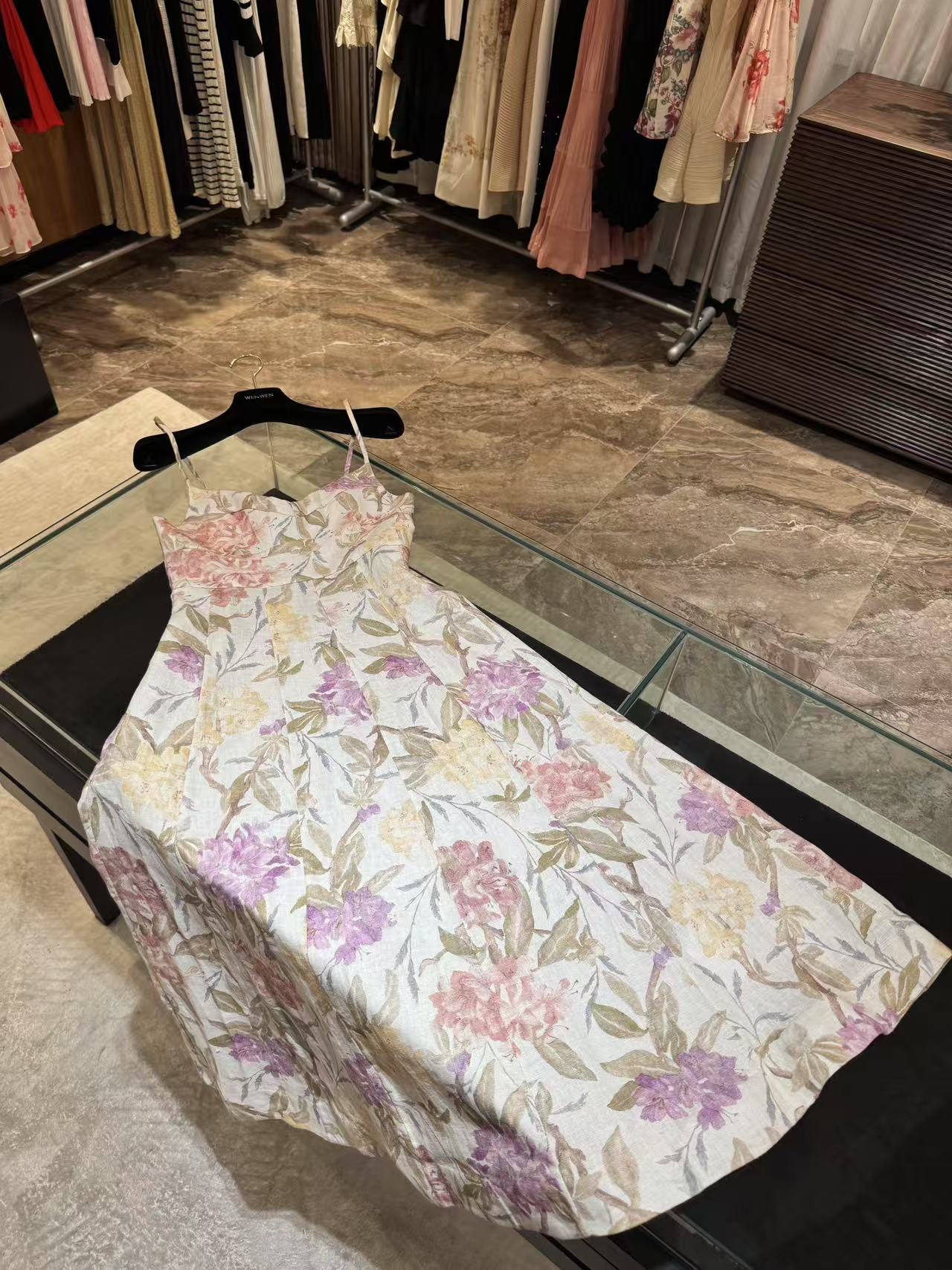 WW2025新款女士时尚夏季气质印花吊带连衣裙w201089