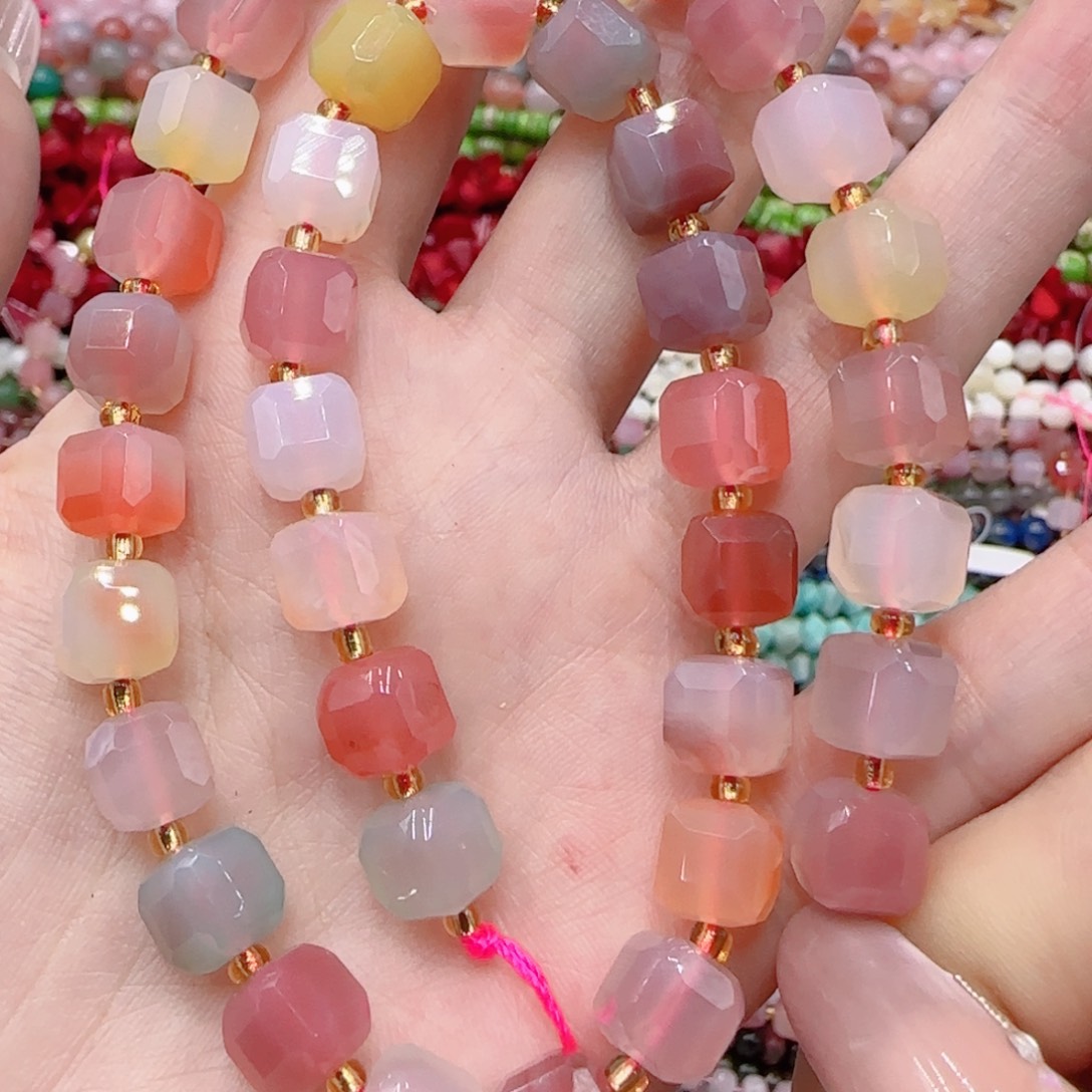 玛瑙/玉髓未镶嵌珠宝半成品糖果盐源切面方糖一条卡8