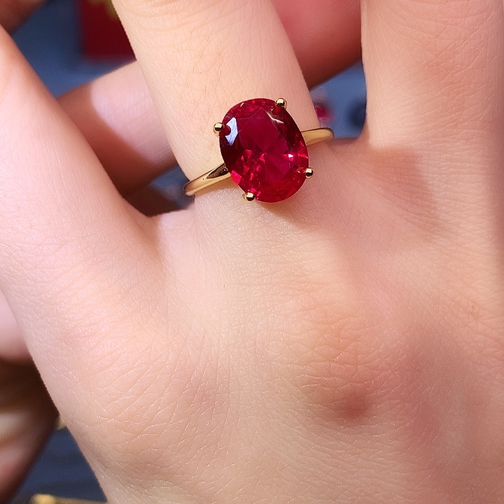 红宝石戒指银S925镶嵌