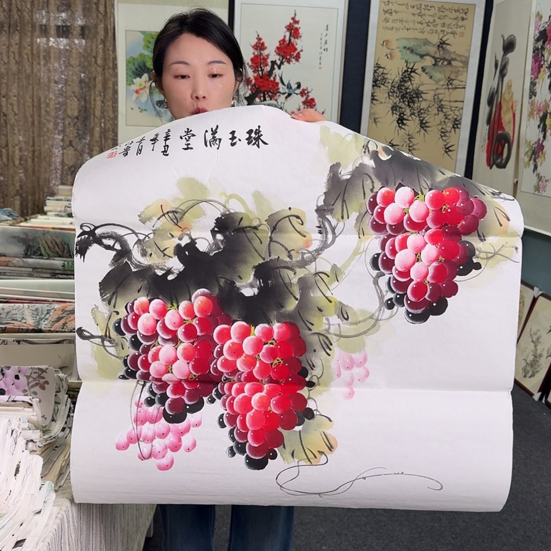 纯手绘国画作品好看斗方