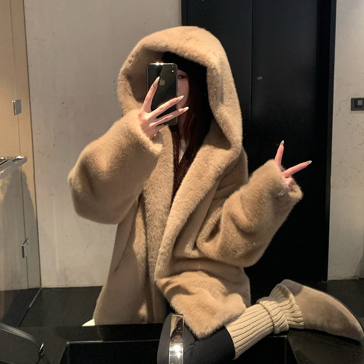人造皮草 "奶油瑞士卷"2025新款毛毛外套女仿皮草冬季保暖大衣