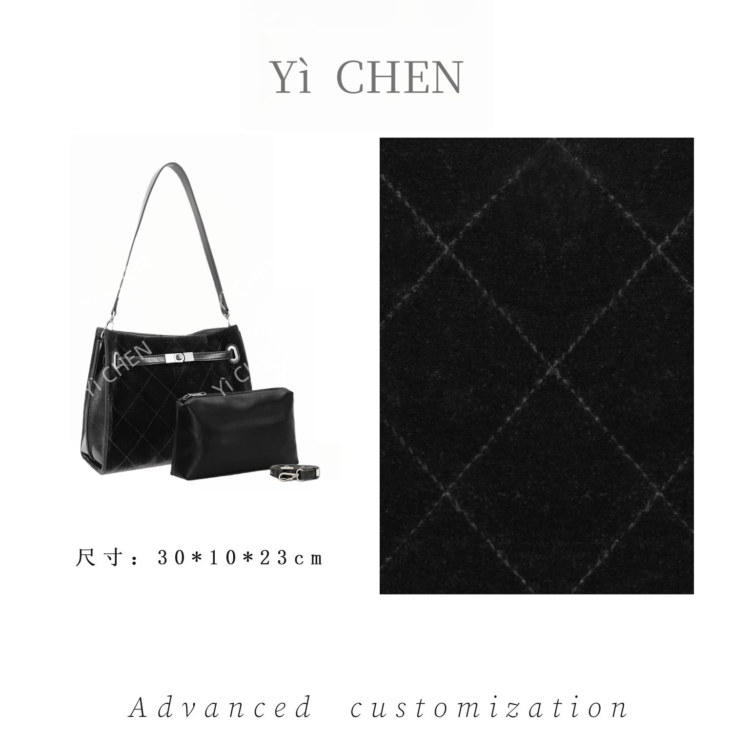 【Yì CHEN】ZT-D8085-黑色 轻奢时尚女士新款手提单肩斜挎包