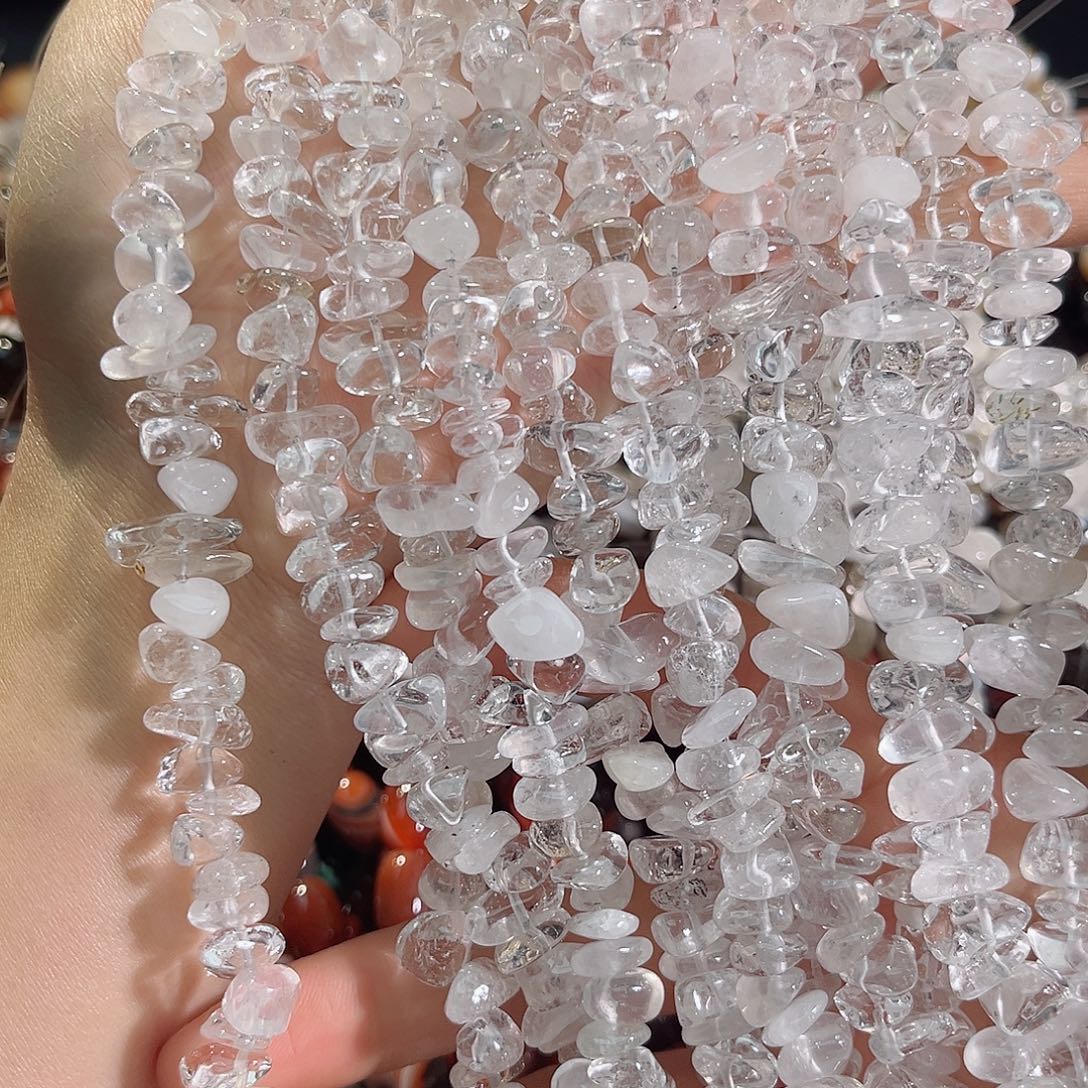 玛瑙/玉髓未镶嵌珠宝半成品白水晶绕手4圈